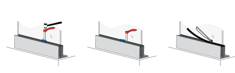 Schéma d'installation du joint - clôture piscine GLASSFIT 1403